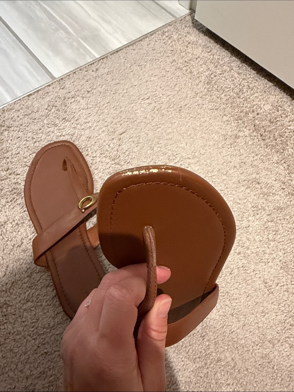 Women’s Brown Leather Coach Sandal - Picture 4 of 5